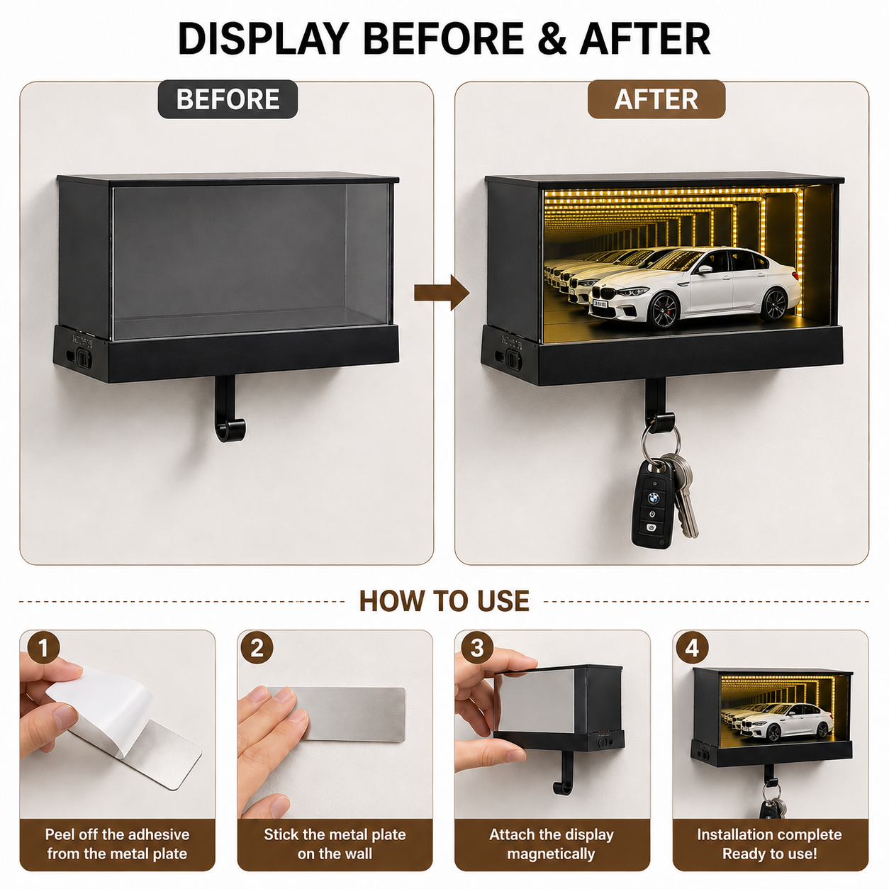 Infinity-Mirror LED garage key holder