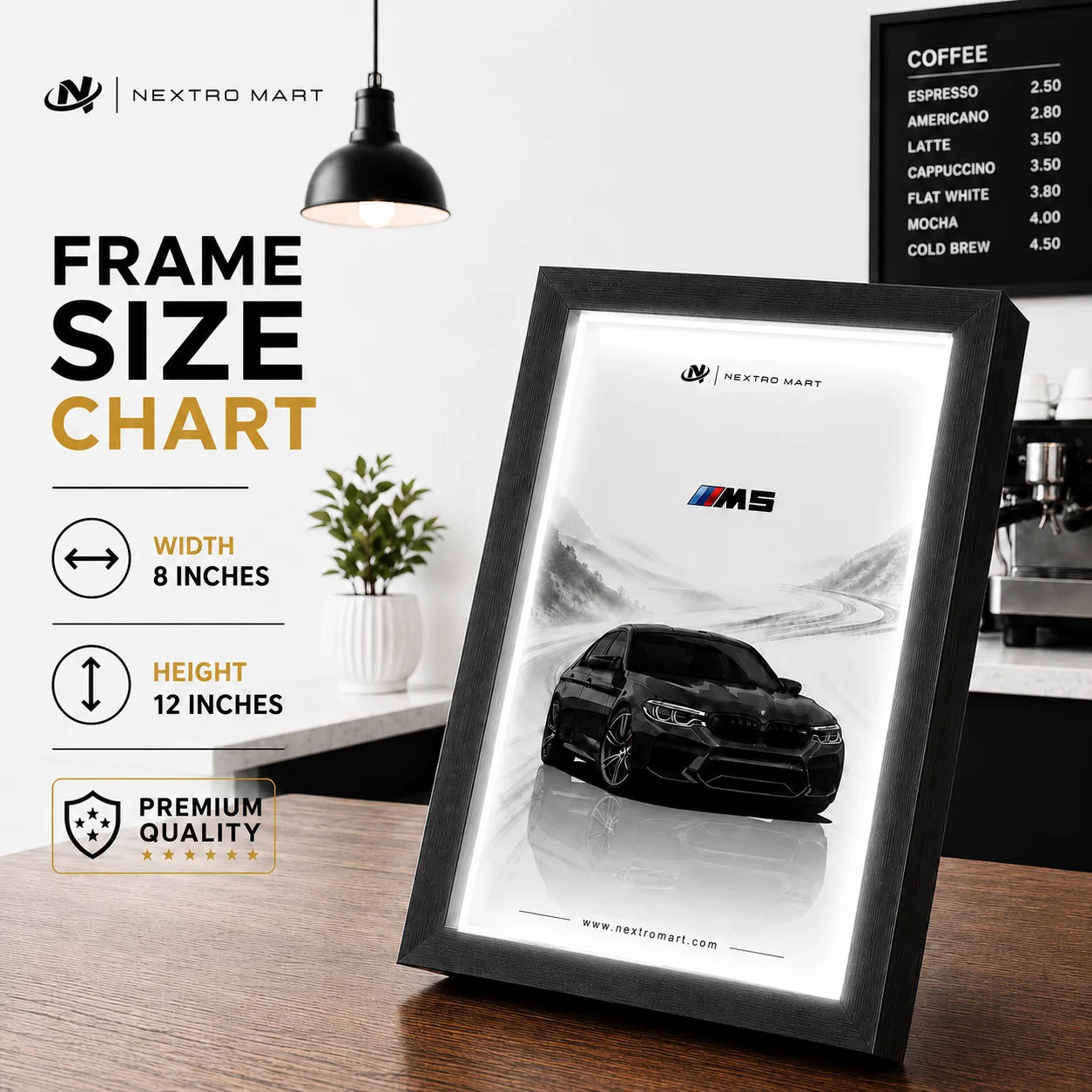 BMW M5 Premium LED Wall Art Frame