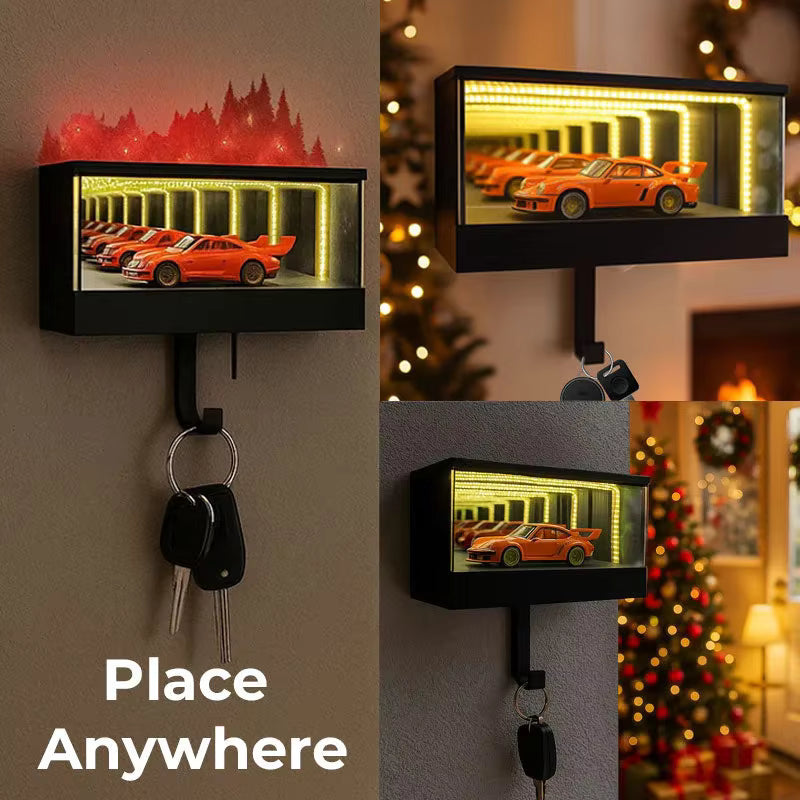 Infinity-Mirror LED garage key holder
