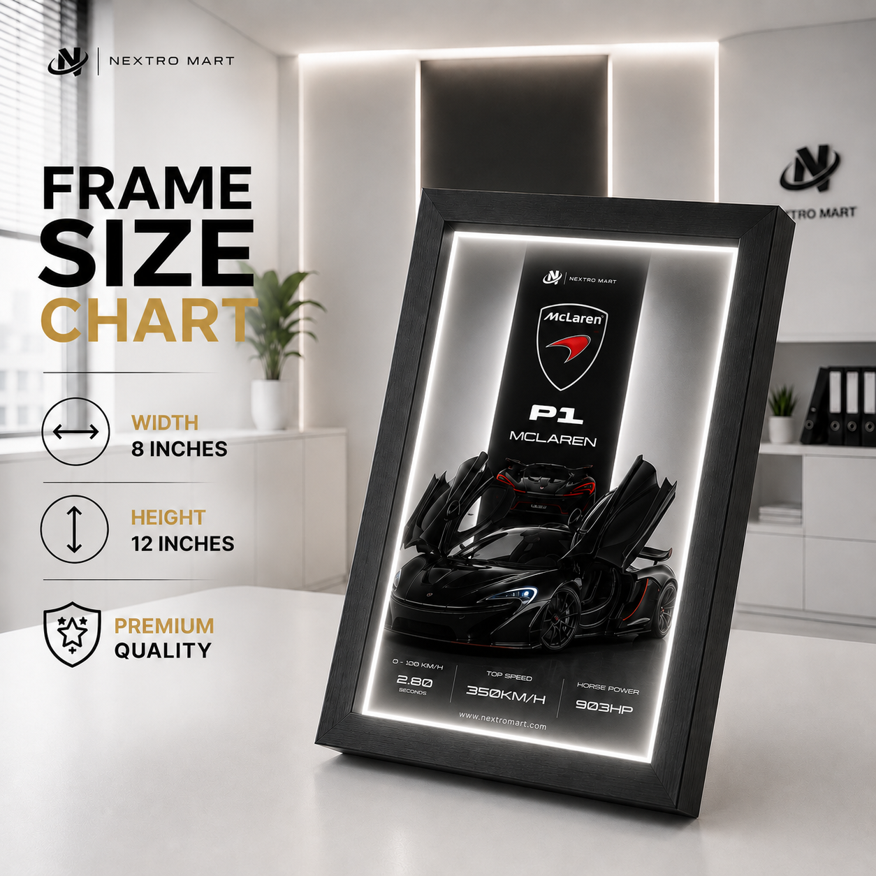 McLaren P1 Premium LED Wall Art Frame