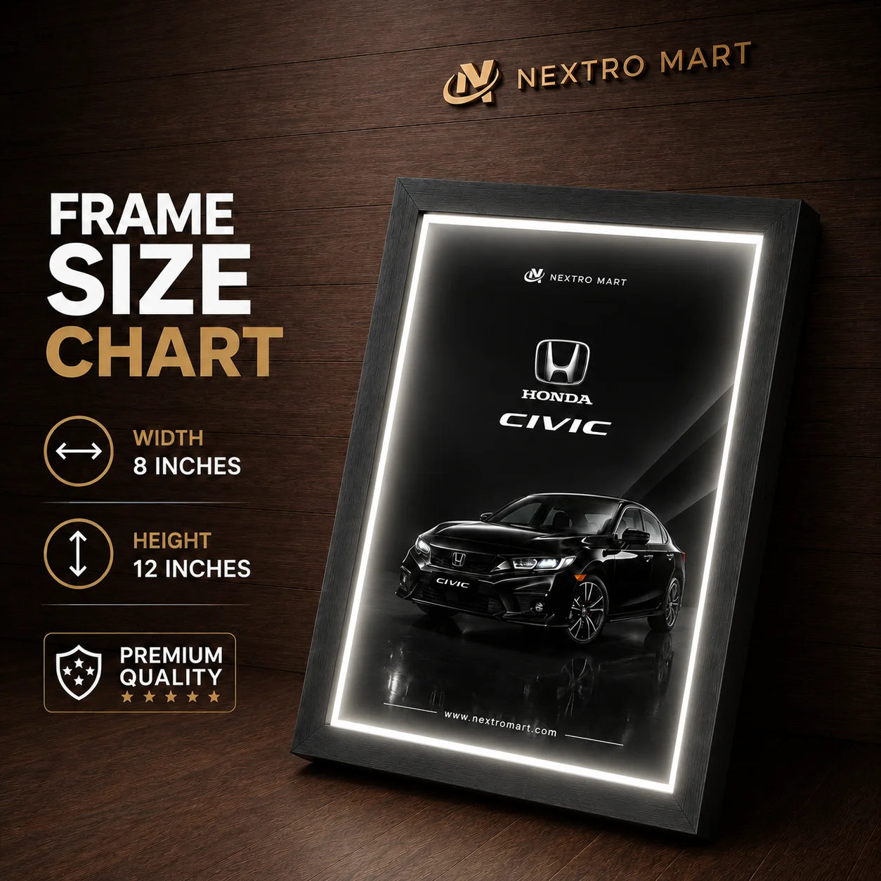 Honda Civic X  Premium LED Wall Art Frame